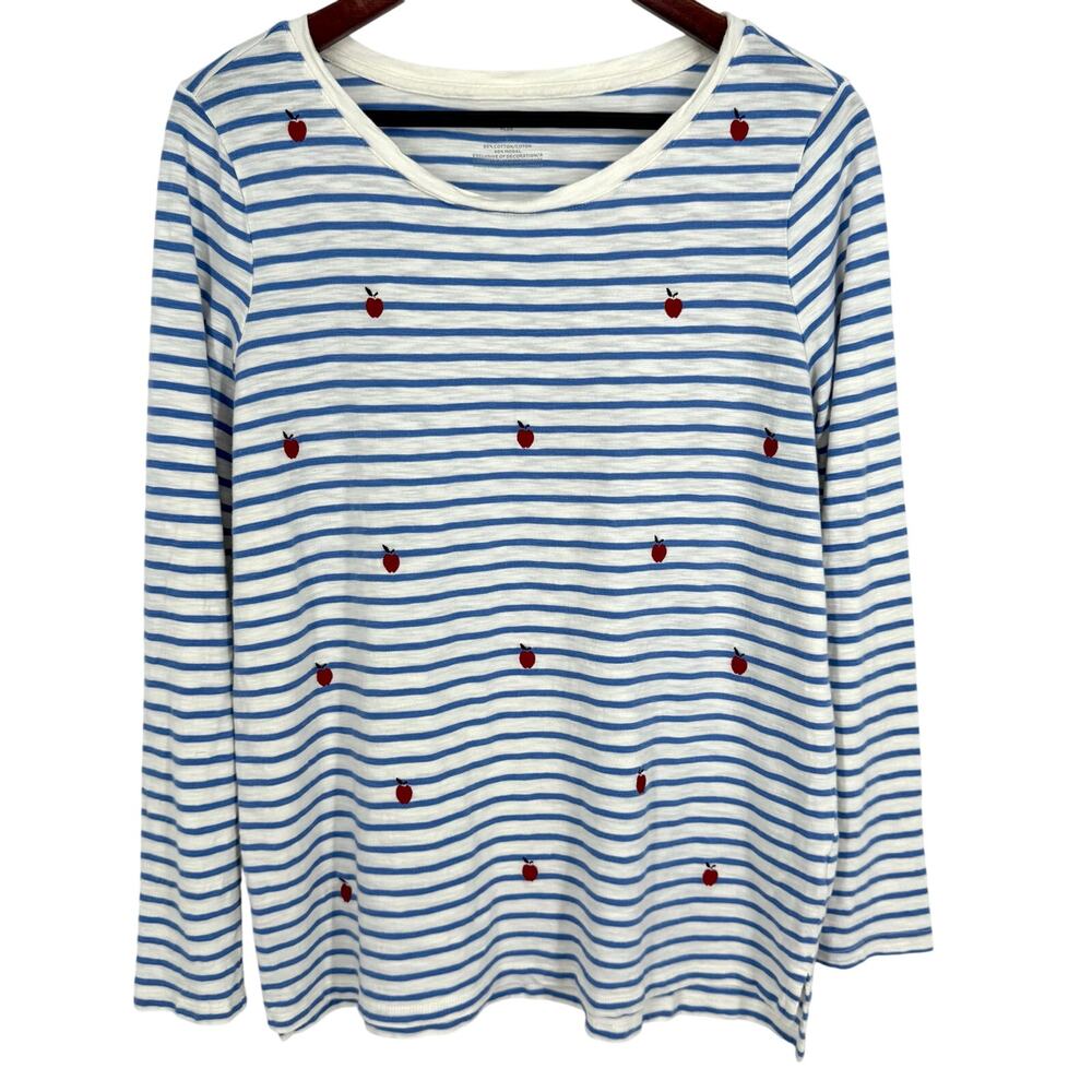 Talbots Plus Size X 0X 1X Modal Cotton Teacher Apple Blue Blouse Shirt Top Women